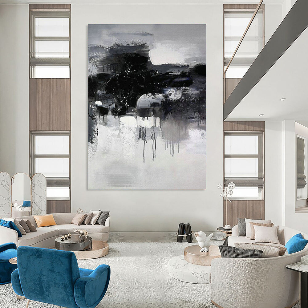Black & White Ink - style Abstract Art for Chinese - style Teahouse & Ink Art Gallery DLZ0568