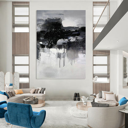 Black & White Ink - style Abstract Art for Chinese - style Teahouse & Ink Art Gallery DLZ0568