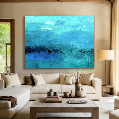 Blue Ocean Abstract Art for Coastal Home Living Room & Beachside Hotel SC201