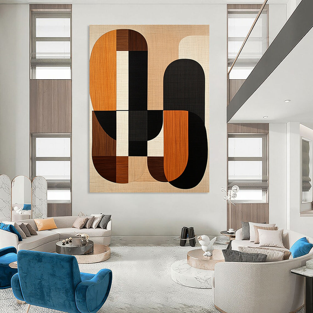 Wooden - Texture Geometric Shapes Art for Home Decor Store & Mid - Century Modern Living Room STSC1319