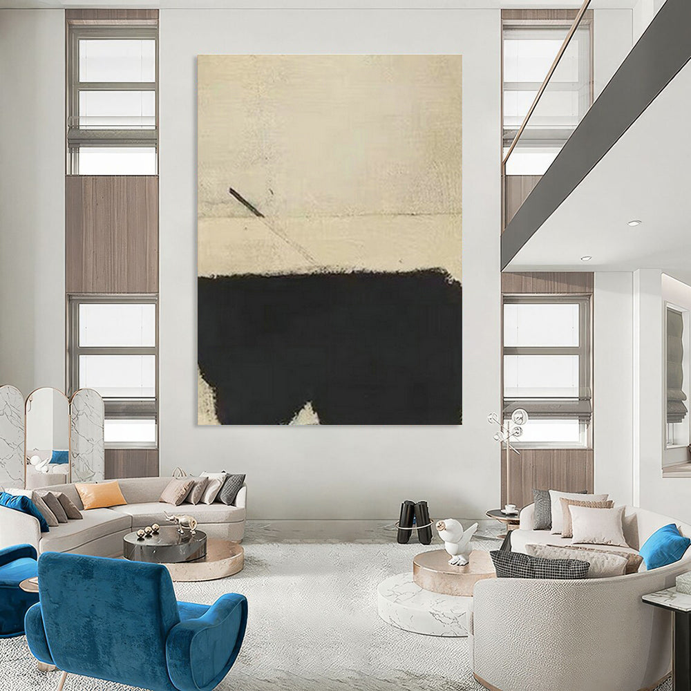 Beige - Black Minimalist Art for Industrial Loft & Art - Loving Home Office DLZ2074