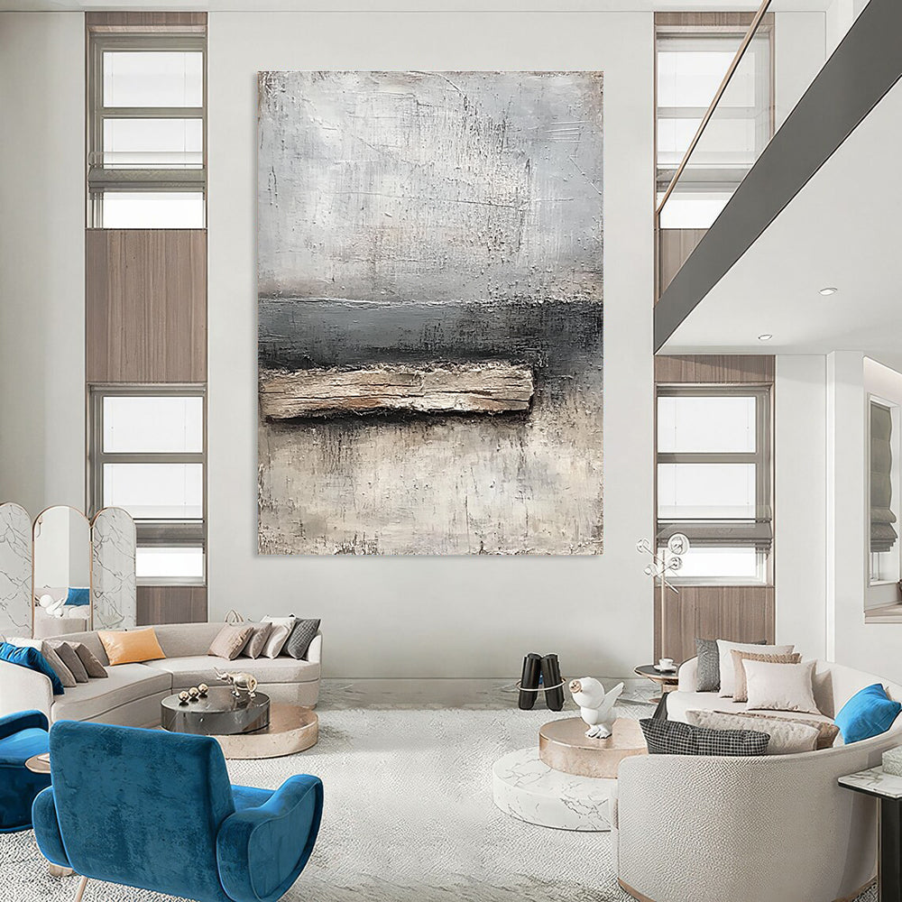 Gray - Brown Textured Abstract Art for Industrial - Themed Home & Artistic Workshop STSC138