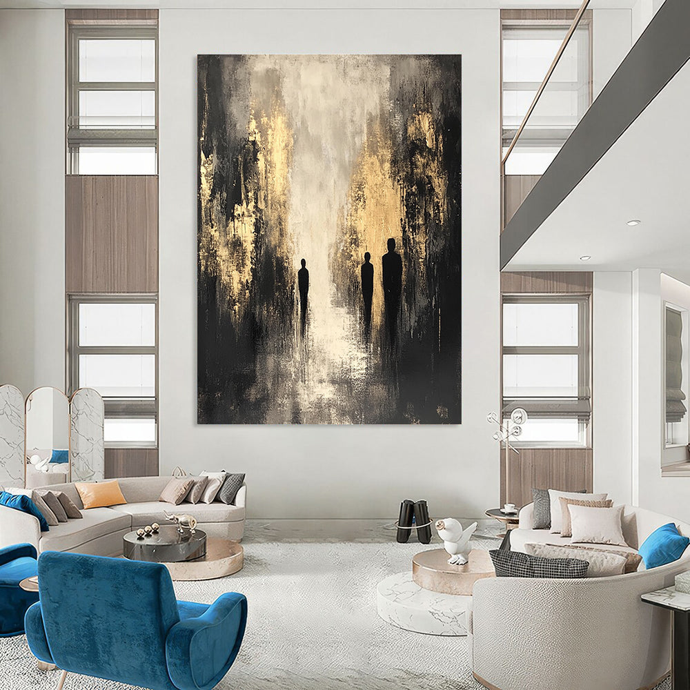 Silhouettes in Gold and Grey for Luxury Hotel Lobby & Sophisticated Home Office STSC371