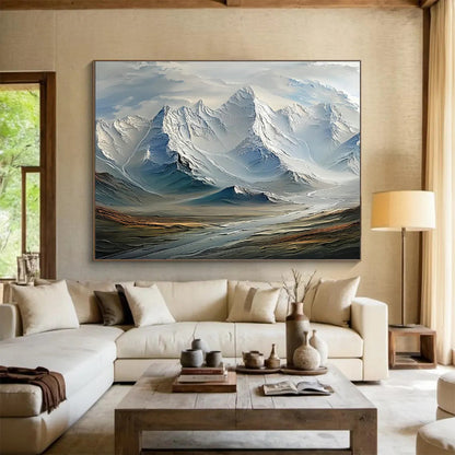 Majestic Snow - Capped Mountain Art for Luxury Ski Resort Lobbies DLZ3112