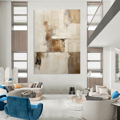 Soft Beige - Grey Abstract Art for Spa Retreat & Minimalist Nursery DLZ1317