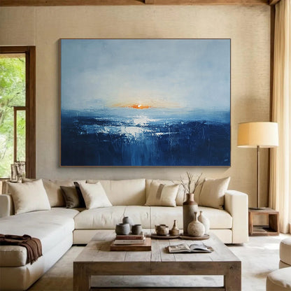 Subtle Sunset Seascape Art for Coastal Home Library & Serene Waiting Room SC106