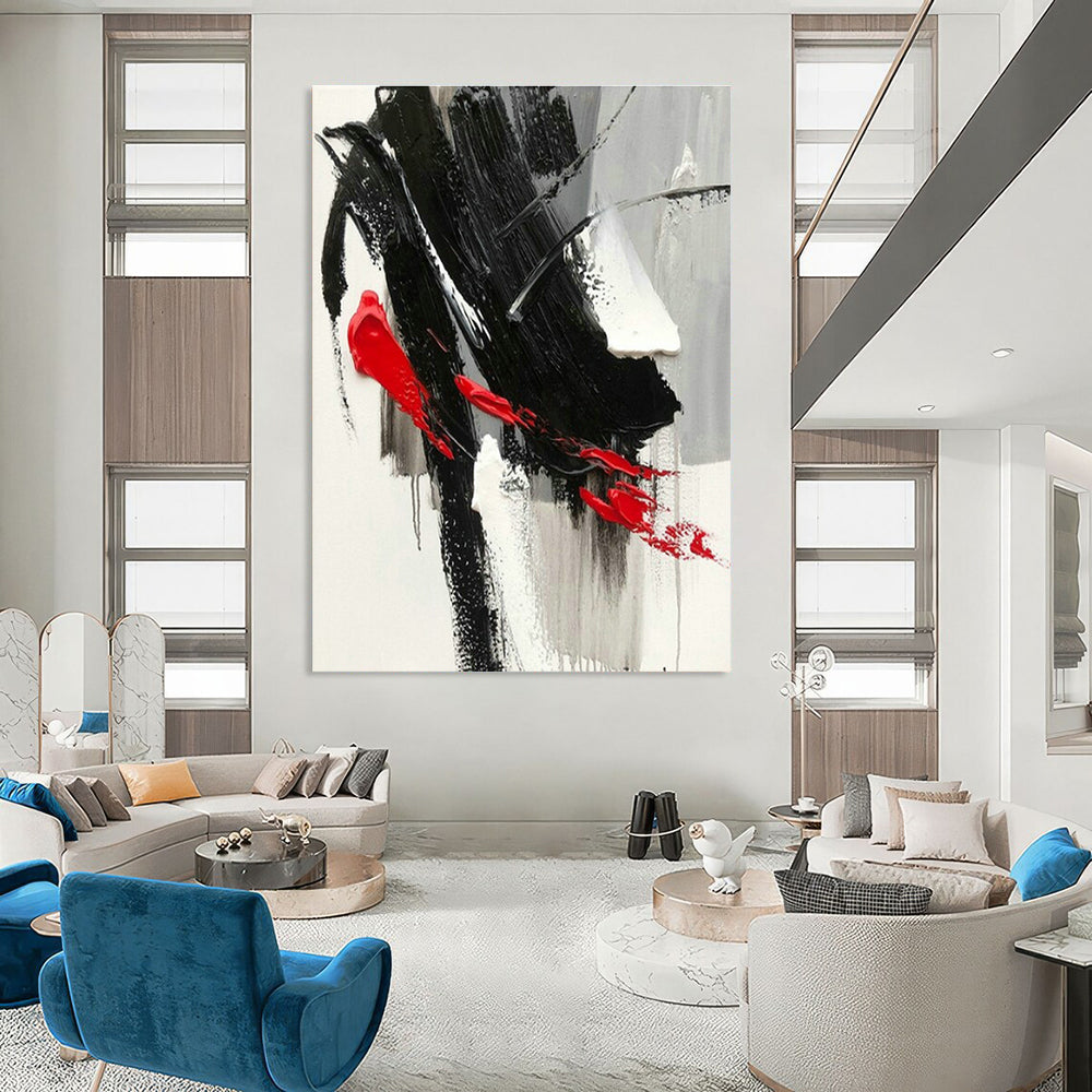 Black - Red - Gray Abstract Art for Rock Music Venue & Edgy Home Office DLZ1669