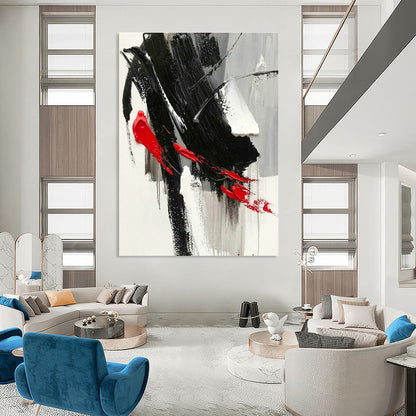 Black - Red - Gray Abstract Art for Rock Music Venue & Edgy Home Office DLZ1669