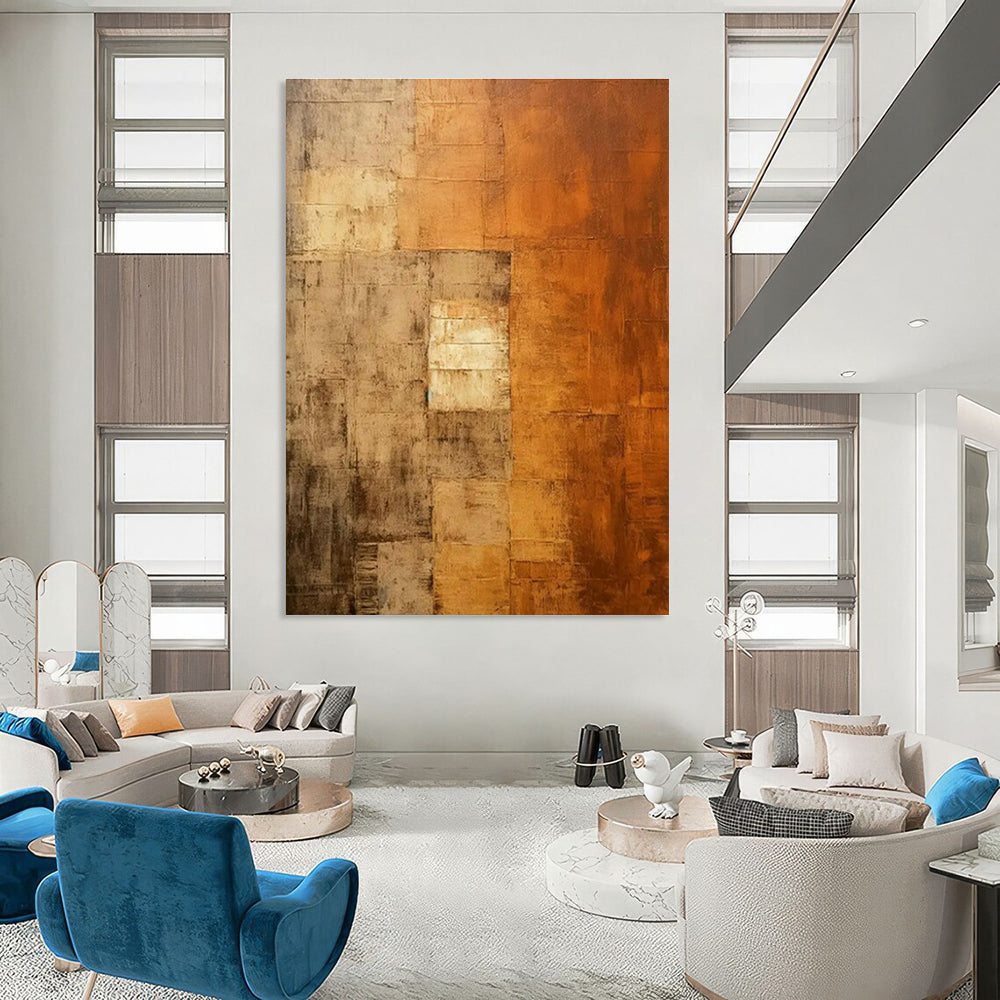 Brown - Grey Square Abstract Art for Living Room & Study DLZ0522