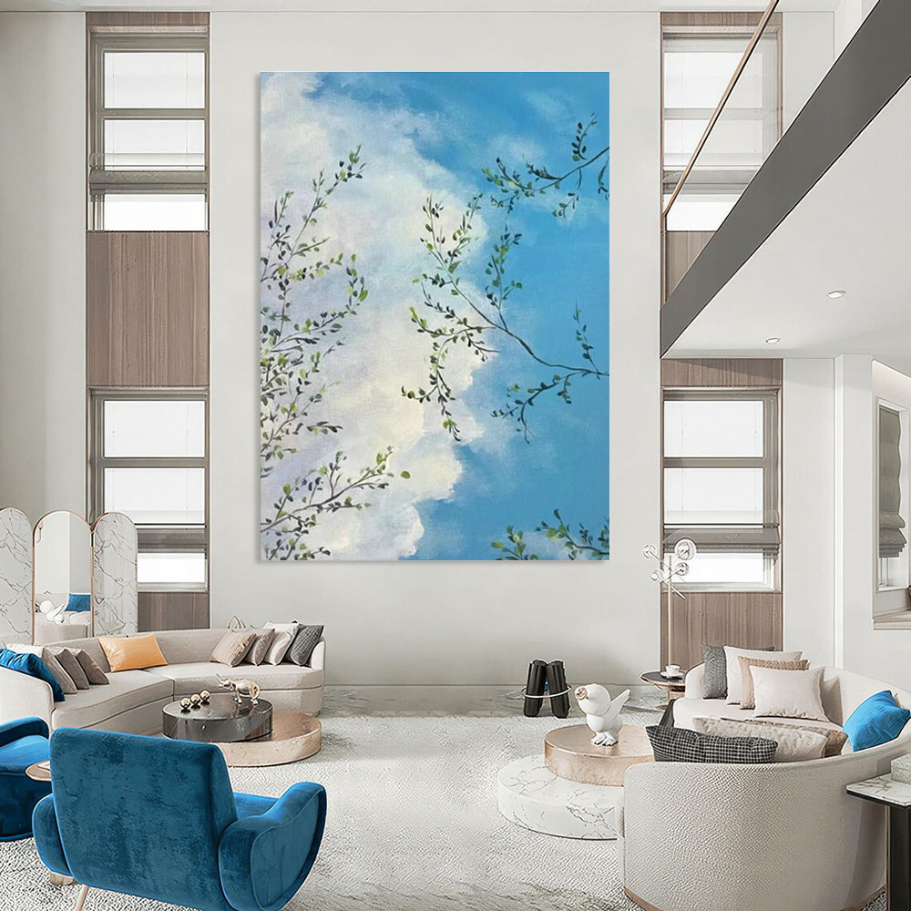 Sky and Branches Painting for Sunroom & Rooftop Bar DLZ0604