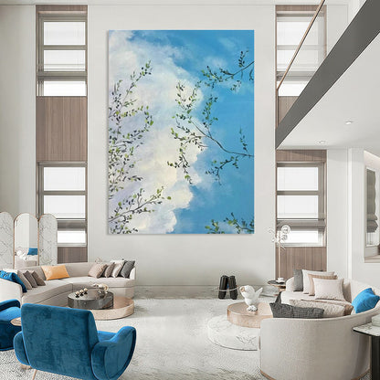 Sky and Branches Painting for Sunroom & Rooftop Bar DLZ0604