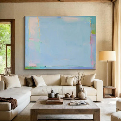 Light Blue Minimalist Abstract Art for Serene Bedroom DLZ2876