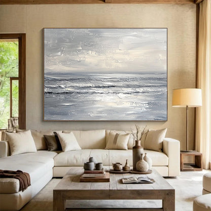 Monochrome Seascape Art for Minimalist Home Office & Serene Meditation Space SC276