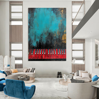 Red Piano Keys on Teal for Music - Themed Café & Art - Loving Home STSC230
