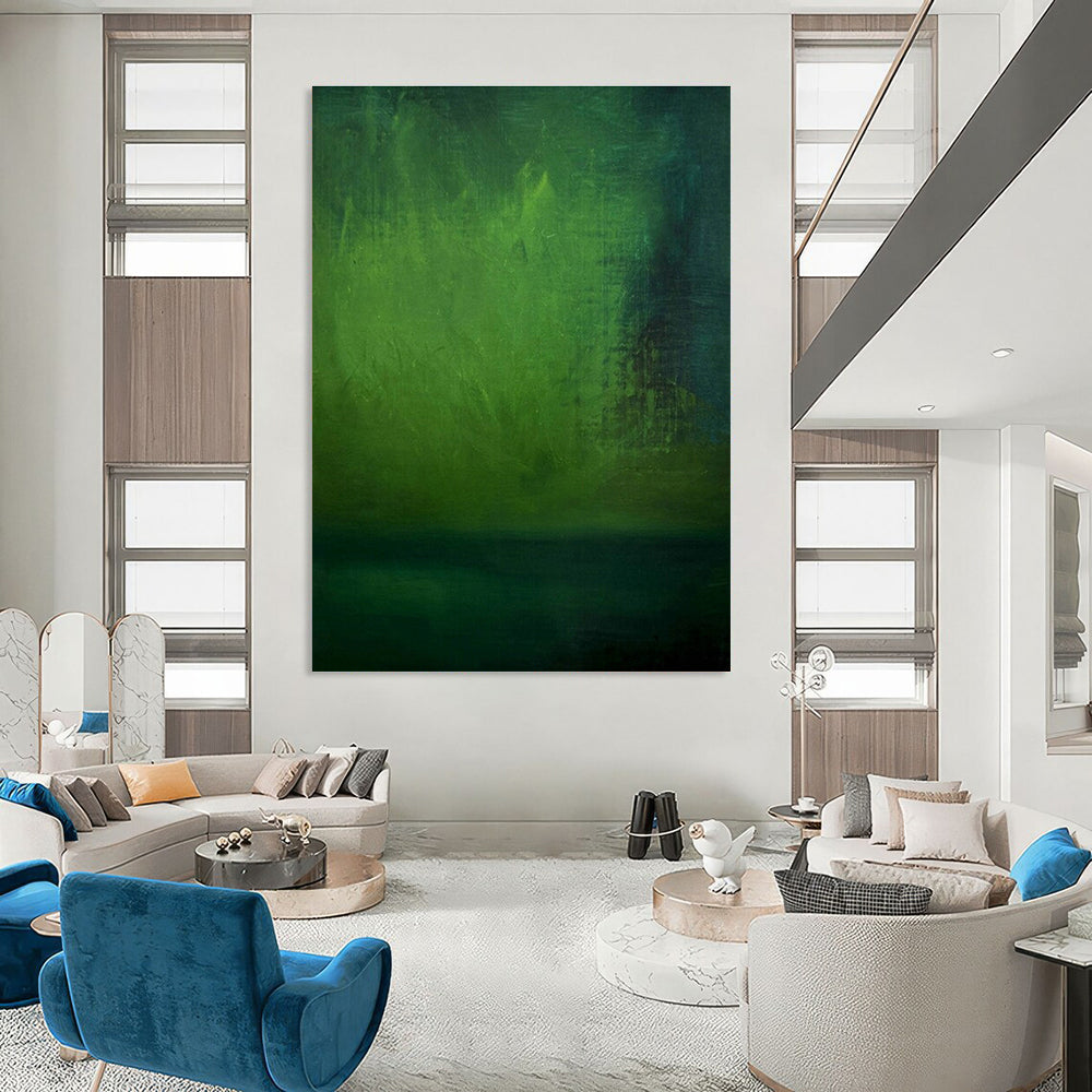 Deep Green Abstract Art for Eco - Friendly Café & Botanical Studio DLZ1472