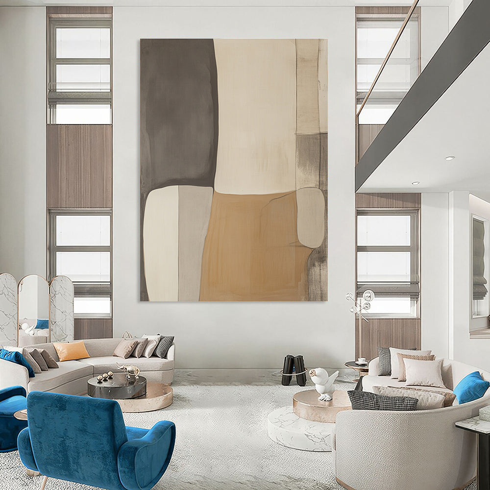 Neutral Block Abstract for Minimalist Dining Room & Calming Meditation Space STSC478