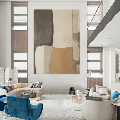 Neutral Block Abstract for Minimalist Dining Room & Calming Meditation Space STSC478