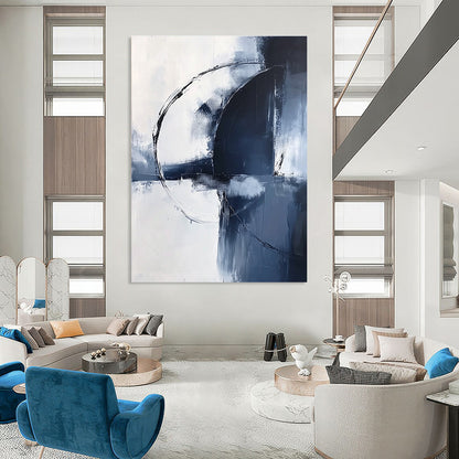 Blue and White Circular Abstraction Art for Coastal - Inspired Home & Art - Decorated Spa STSC1355