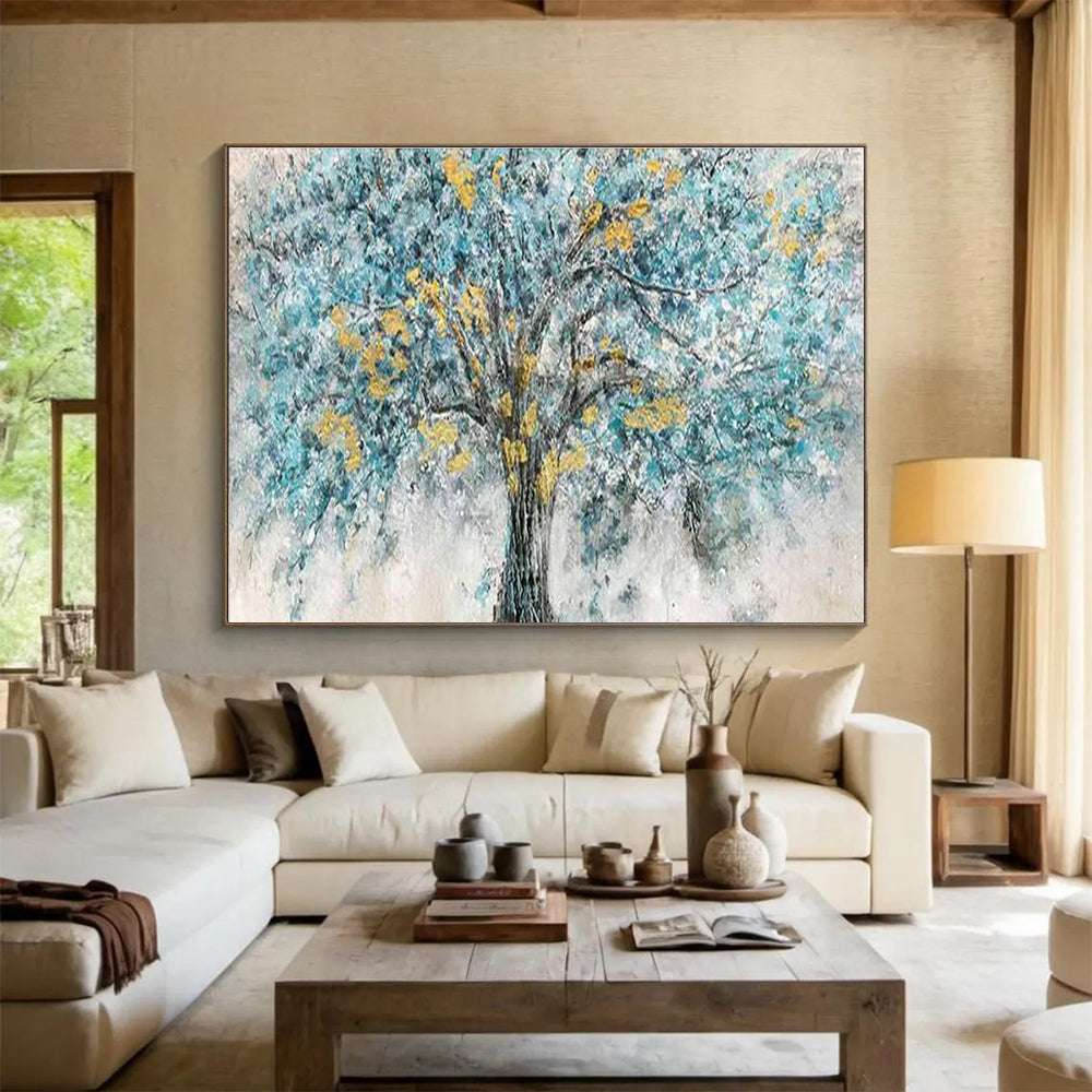 Blue - Gold Tree Art for Bohemian - Style Home Office Creative Corners DLZ3273