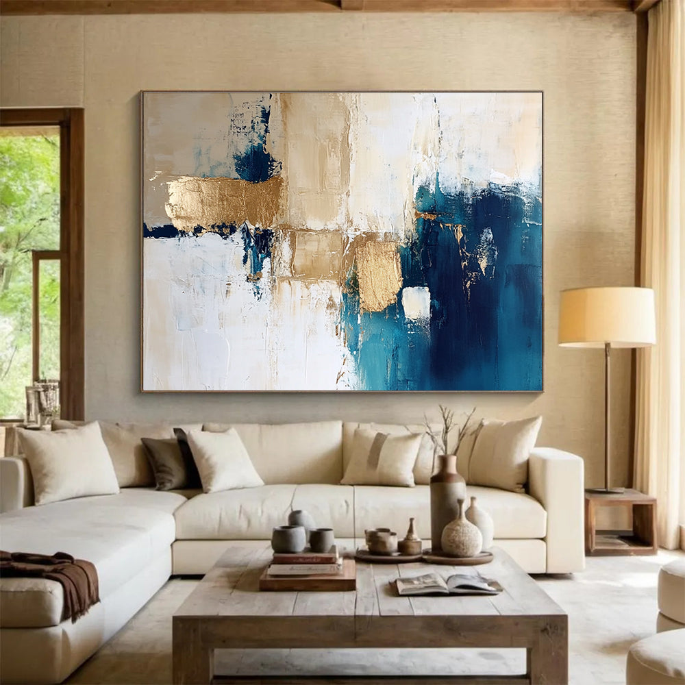 Blue - Gold Geometric Abstract for Design Studio & Urban Loft SC024