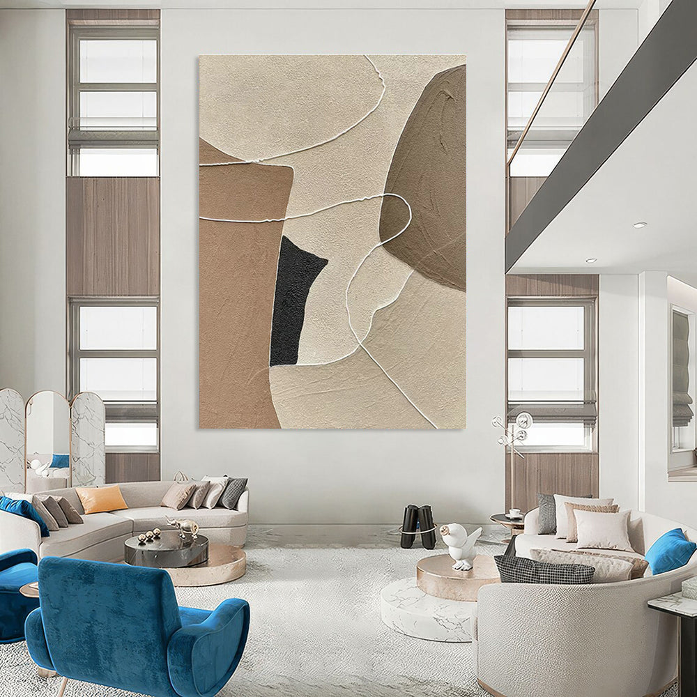 Earth - Toned Abstract Collage Art for Minimalist Living Room & Neutral - Toned Office DLZ1320