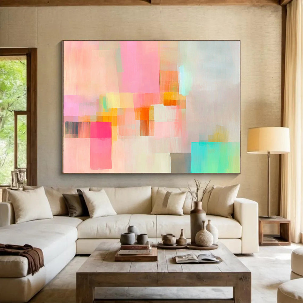 Pastel Geometric Abstract Art for Feminine Boutique & Cozy Café SC302