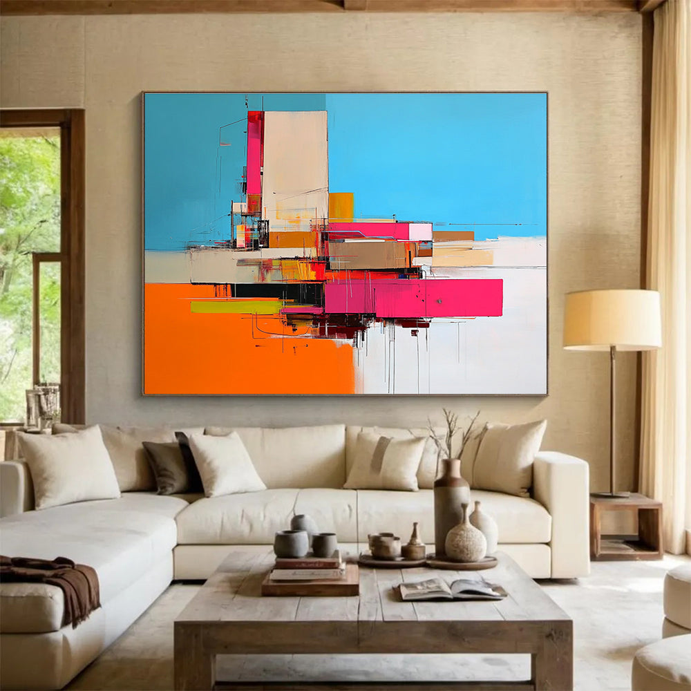 Colorful Architectural Abstract Art for Modern City Loft & Design - Focused Office SC159