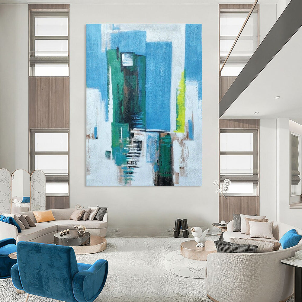 Urban Color Block Abstract Art for City - Themed Café & Modern Apartment Lobby DLZ0762