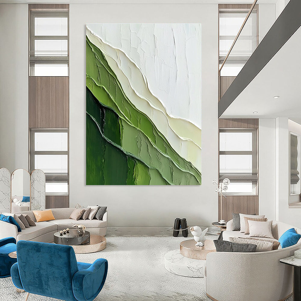 Green & White Textured Landscape for Modern Living Room & Nature - Inspired Office STSC1120