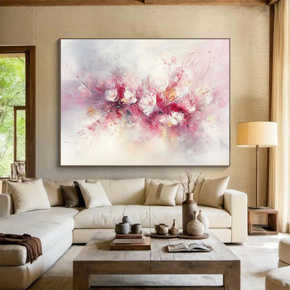 Soft Pink Flower Blossoms Art for Elegant Bedroom & Serene Spa SC191