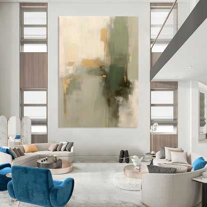 Gold - Green Abstract Art for Glamorous Dining Room & Boutique Hotel Suite DLZ0836