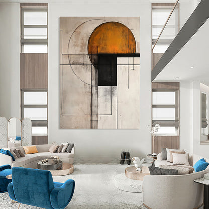 Geometric Abstract with Orange Circle for Creative Studio & Contemporary Workplace STSC239