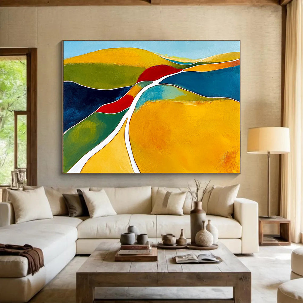 Colorful Rolling Hills Art for Family - Friendly Restaurant & Cheerful Playroom SC069