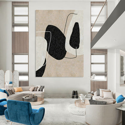 Beige - Black Geometric Abstract for Minimalist Office & Art Gallery DLZ2060
