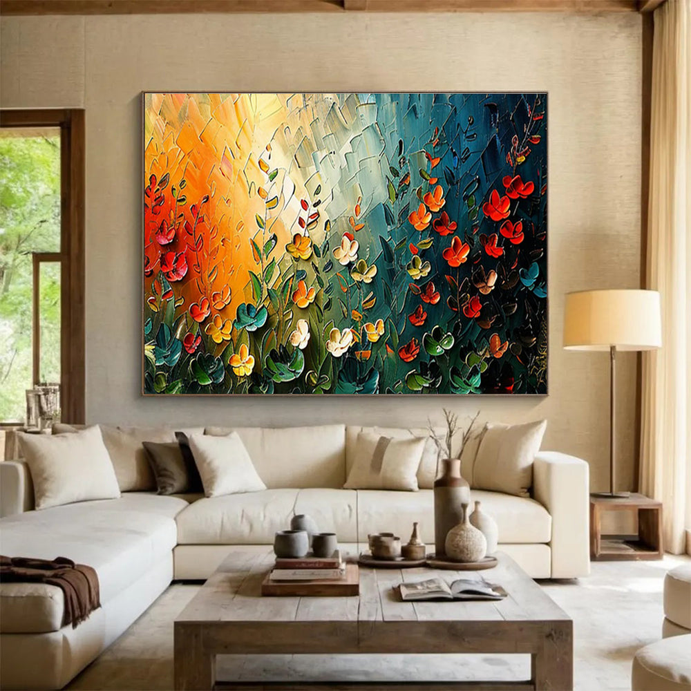 Vivid Floral Field Art for Inspirational Yoga Studio DLZ3071