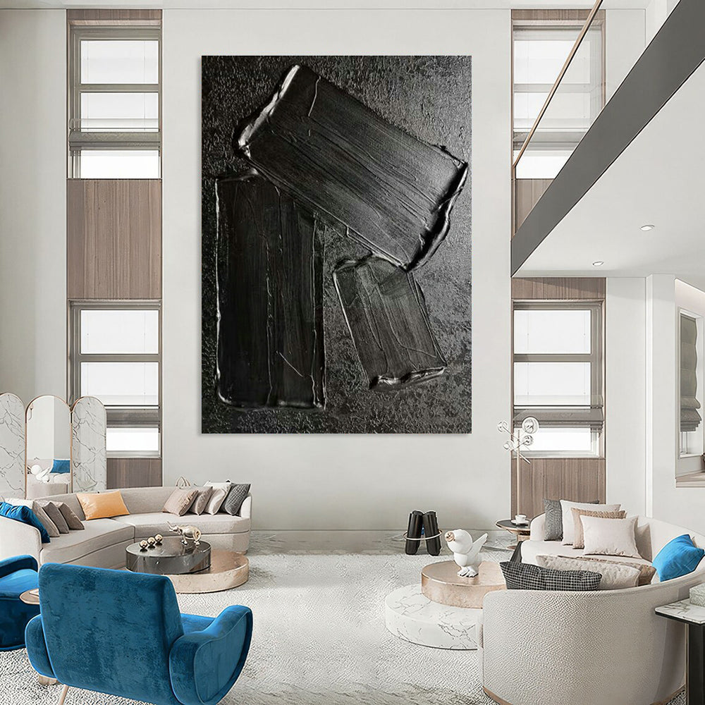 Black Paste - Textured Art for Industrial Bar & Minimalist Study DLZ1340