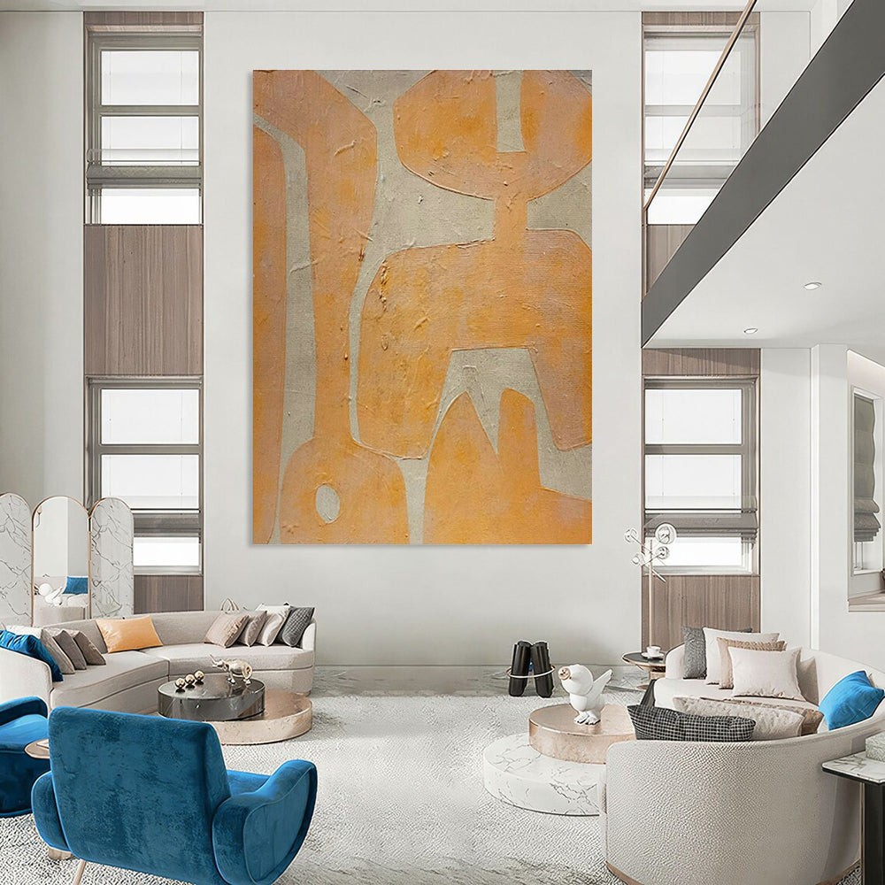 Orange - Beige Abstract Art for Bohemian Living Room & Tropical Art Gallery DLZ1885