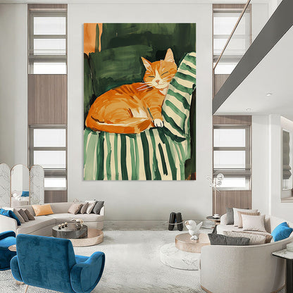 Sleeping Orange Cat for Cozy Home Bedroom & Cat - Lover’s Café STSC1016