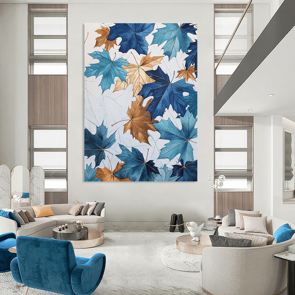 Blue and Gold Maple Leaves for Autumn - Themed Restaurant & Art - Loving Home STSC1154