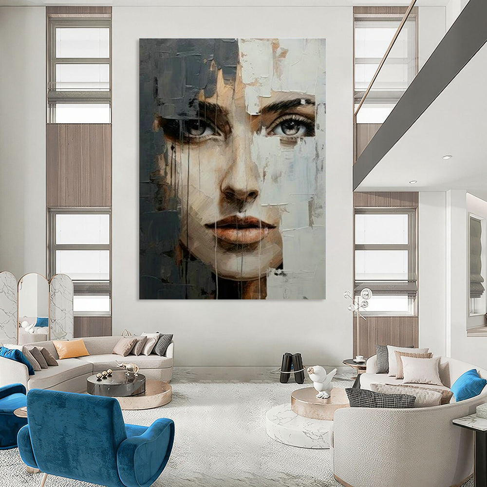 Abstract Portrait with Textured Layers for Bohemian Gallery & Art - Forward Bedroom DLZ2125