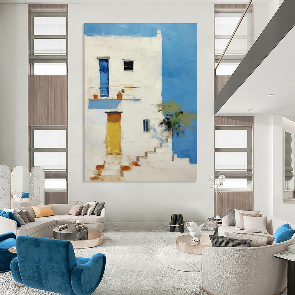 White House & Blue Wall Art for Coastal Home Living Rooms DLZ0114
