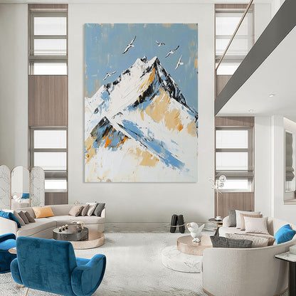 Abstract Mountain with Birds Art for Nature - Lover’s Home Library & Adventure - Themed Bedroom STSC1365