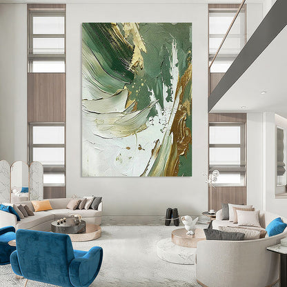 Green - Gold Abstract Art for Eco - Friendly Brand Showrooms DLZ0126