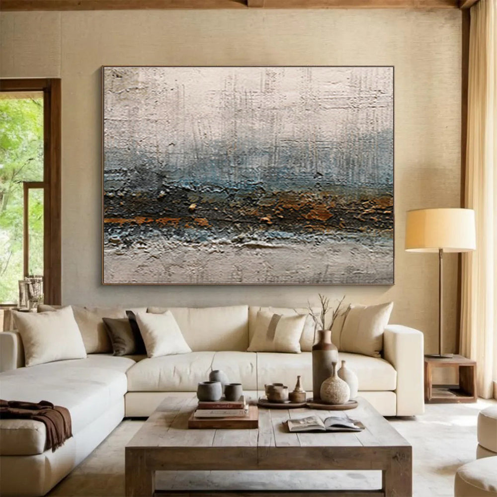 Grey - White - Blue Abstract Art for Industrial - Style Hallway DLZ2758