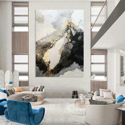 Black - White - Gold Abstract Art for Glamorous Penthouse & Fashion Boutique DLZ1758