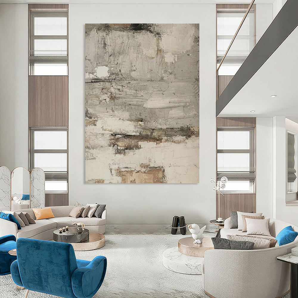 Gray - White - Brown Textured Art for Industrial - Style Café & Minimalist Living Room DLZ1870