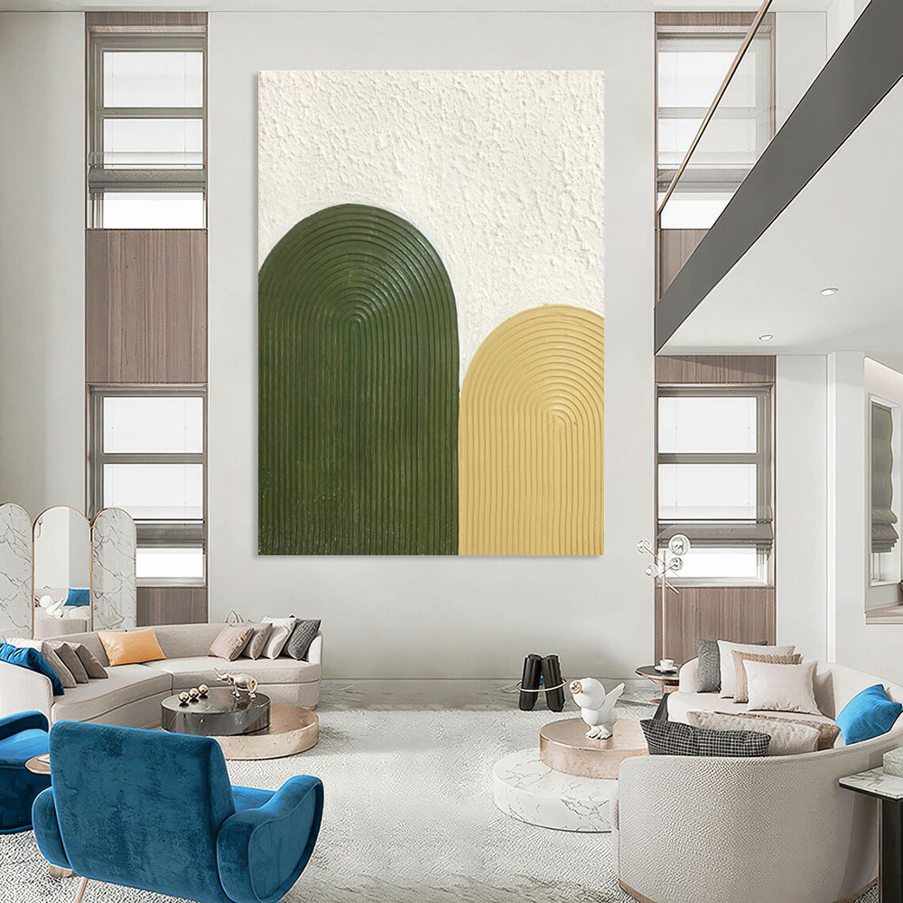Green - Yellow Relief Art for Mid - Century Kitchen & Outdoor Café DLZ1183