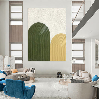 Green - Yellow Relief Art for Mid - Century Kitchen & Outdoor Café DLZ1183