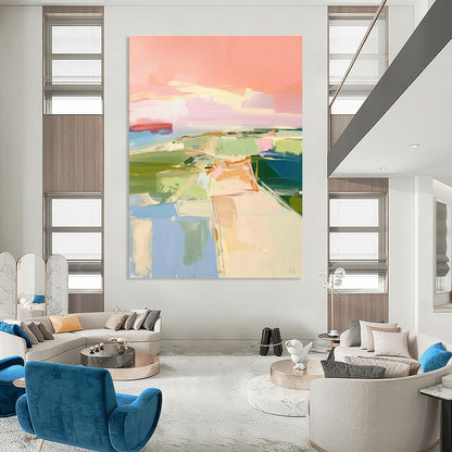 Pink - Hued Coastal Abstract for Romantic Rooftop Lounge & Feminine Home Office DLZ1577