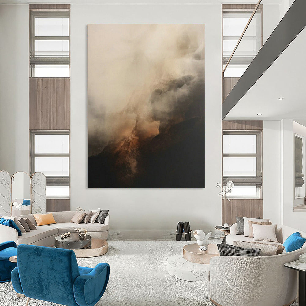 Hazy Mountain Abstract Art for Zen Meditation Room & Mountain Lodge Fireplace DLZ0833